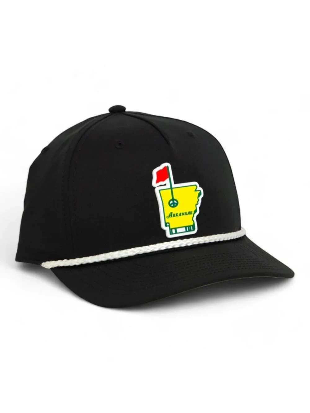 Arkansas Masters Golf 3D Five Panel Classic Rope Hat- Black/ White